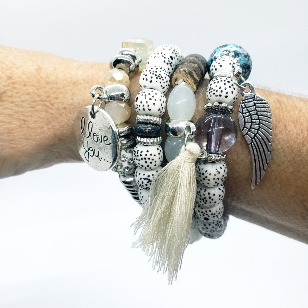 Beaded Multi-layer Bracelet With Tassel 4 Bracelet Set - Picture 7 of 14